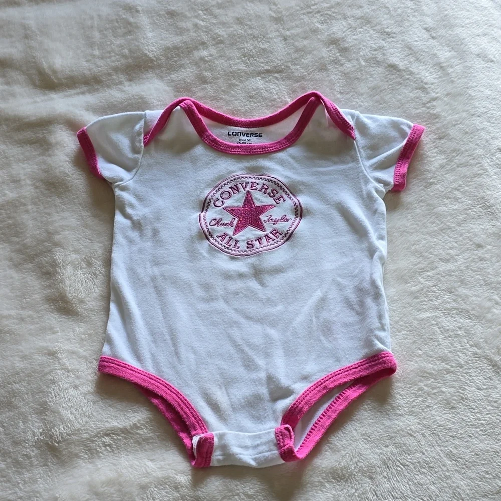 Converse Pink‎ and White Onsie Size 9/12 Months